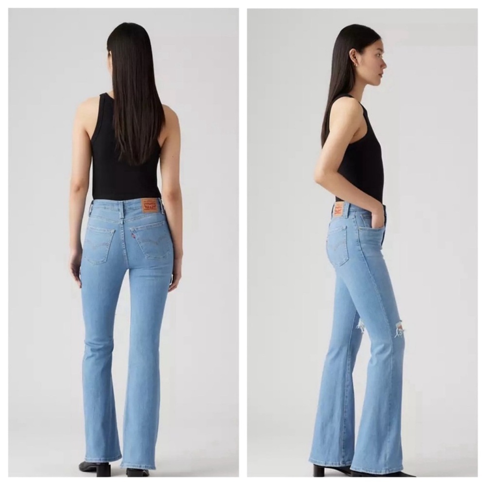 Women’s Levi’s 726 High Rise Flare Light Blue Distressed Jeans Size 26 - Picture 5 of 14